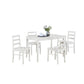 Lav 5 Piece Dining Table and 4 Chair Set Open Backs White Solid Wood By Casagear Home BM314899