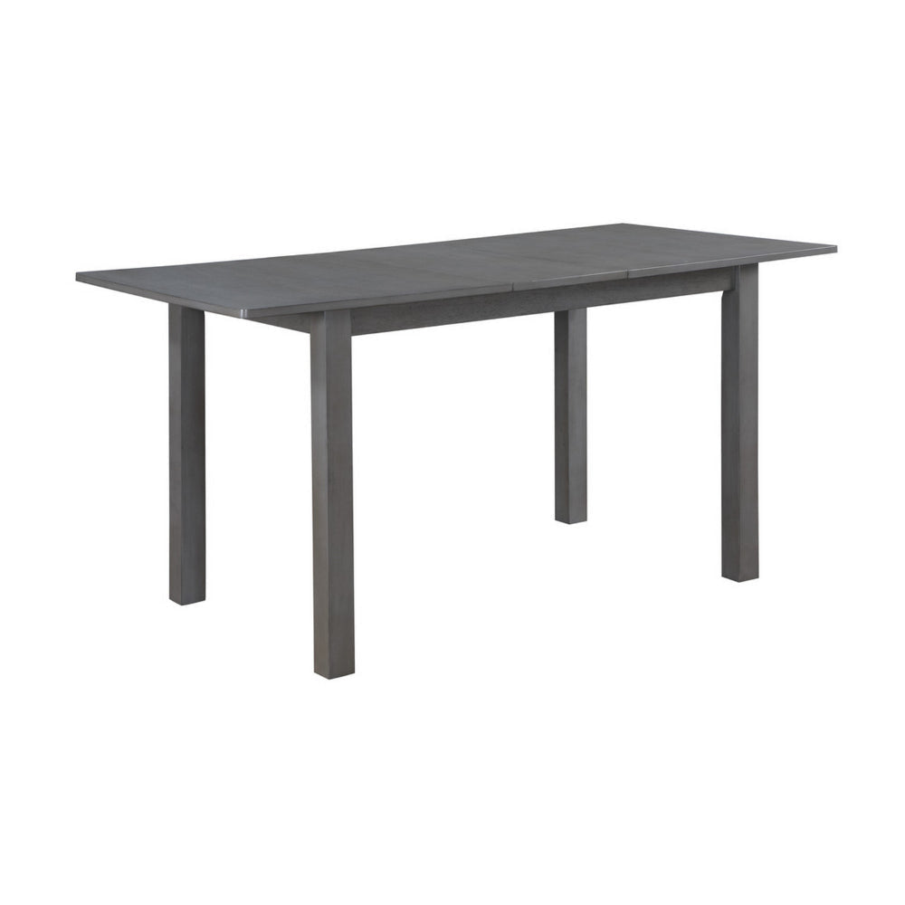 Lisle 48-60 Inch Extendable Dining Table Rectangular Top Gray Solid Wood By Casagear Home BM314900