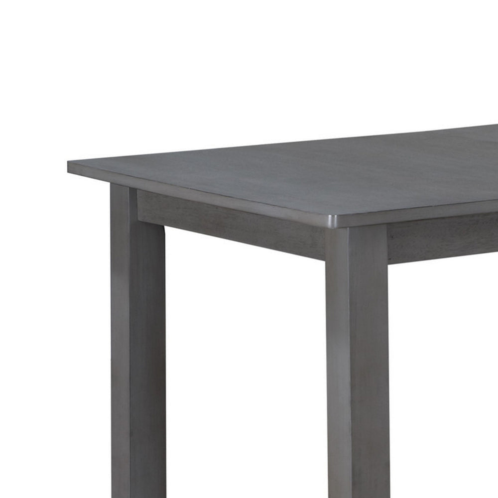 Lisle 48-60 Inch Extendable Dining Table Rectangular Top Gray Solid Wood By Casagear Home BM314900