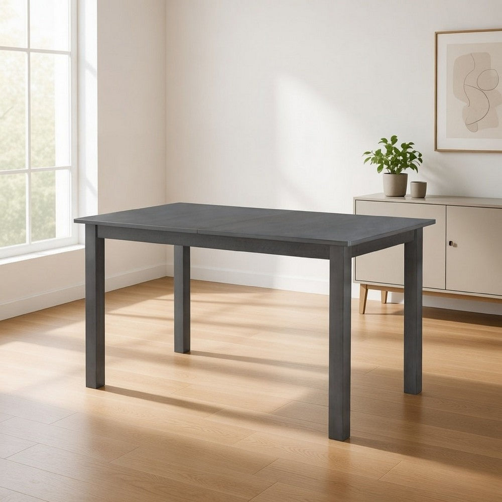 Lisle 48-60 Inch Extendable Dining Table, Rectangular Top, Gray Solid Wood By Casagear Home