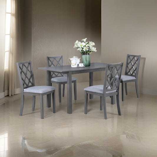 Lisle 5 Piece Extendable Dining Table and 4 Crossback Chair Set Gray Wood By Casagear Home BM314902