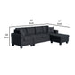 Ala 97 Inch Reversible Sectional Sofa Cupholder 2 Throw Pillows Black By Casagear Home BM314908