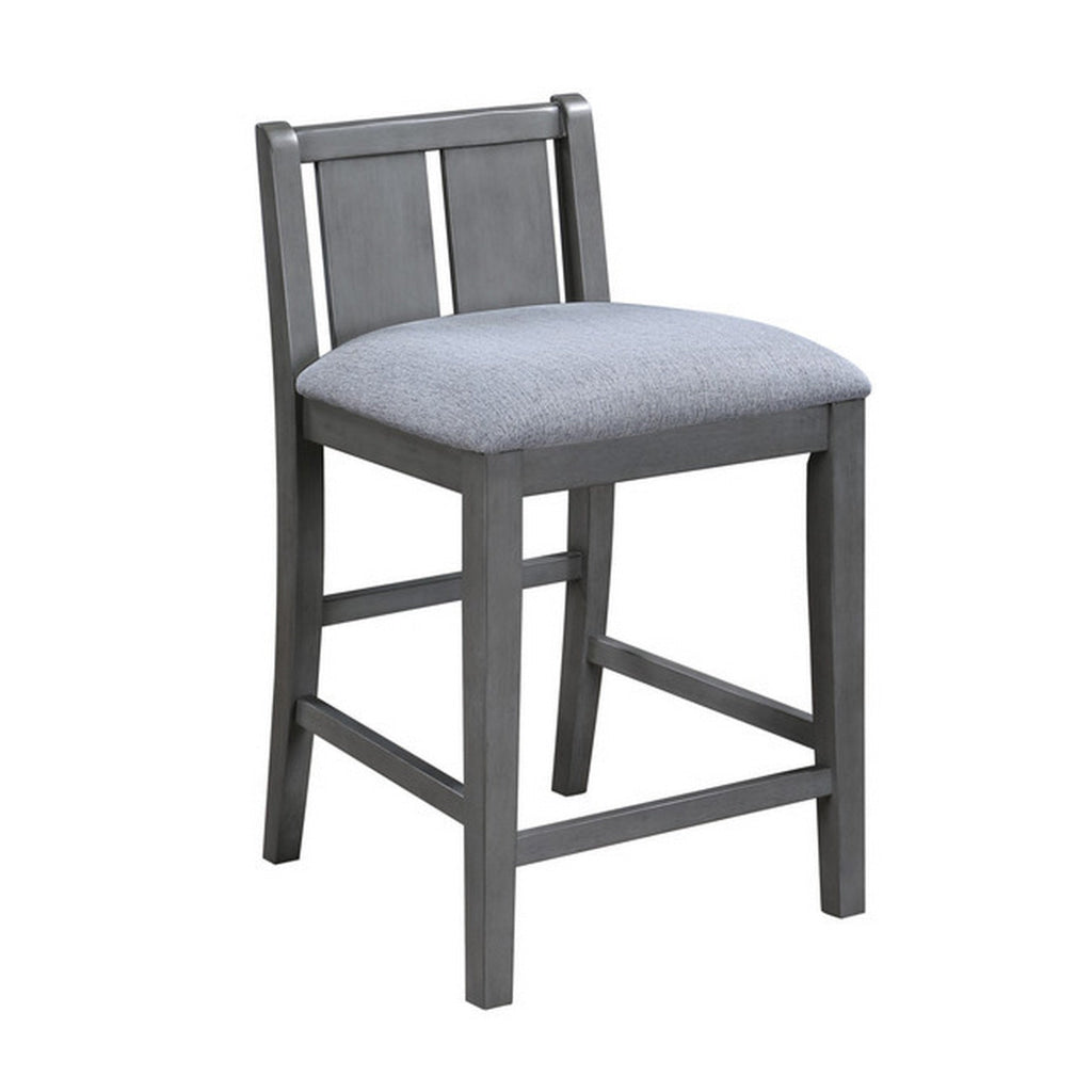 Ham 25 Inch Counter Height Chair Set of 2 Gray Upholstery Solid Wood By Casagear Home BM314911