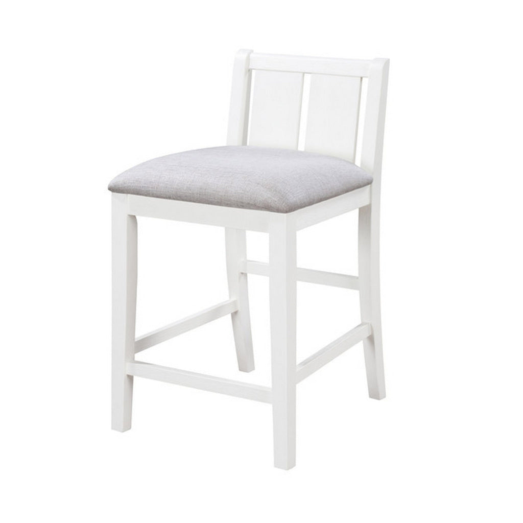 Ham 25 Inch Counter Height Chair Set of 2 Cream Fabric White Wood Finish By Casagear Home BM314912