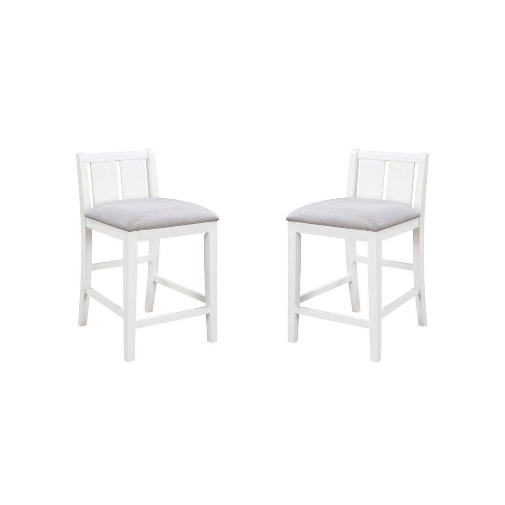 Ham 25 Inch Counter Height Chair Set of 2 Cream Fabric White Wood Finish By Casagear Home BM314912