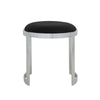 Niyo 19 Inch Accent Stool Ottoman Ottoman, Round Black Faux Leather, Silver By Casagear Home