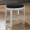 Niyo 19 Inch Accent Stool Ottoman Ottoman Round Black Faux Leather Silver By Casagear Home BM314917