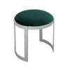 Niyo 19 Inch Accent Stool Ottoman Round Seat Soft Green Velvet Silver By Casagear Home BM314918