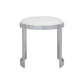 Niyo 19 Inch Accent Stool Ottoman Round Seat White Faux Leather Silver By Casagear Home BM314920