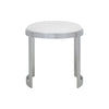 Niyo 19 Inch Accent Stool Ottoman Round Seat White Faux Leather Silver By Casagear Home BM314920