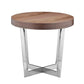 Tini 24 Inch Side End Table Round Shaped Top Metal Frame Walnut Brown By Casagear Home BM314923