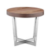 Tini 24 Inch Side End Table Round Shaped Top Metal Frame Walnut Brown By Casagear Home BM314923