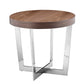 Tini 24 Inch Side End Table Round Shaped Top Metal Frame Walnut Brown By Casagear Home BM314923