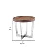 Tini 24 Inch Side End Table, Round Shaped Top, Metal Frame, Walnut Brown By Casagear Home