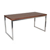 Rami 59 Inch Office Desk Rectangular Top Walnut Brown Wood Steel Frame By Casagear Home BM314926