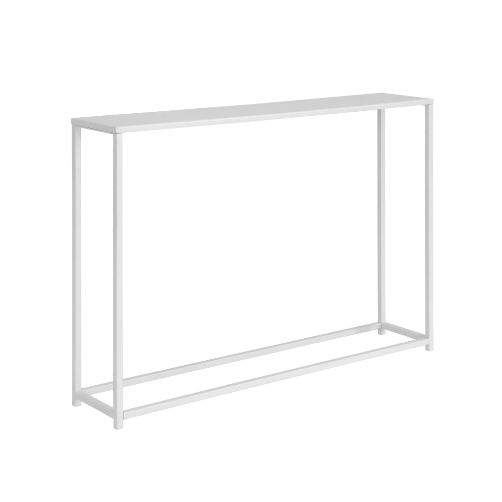 Eme 38 Inch Console Table Rectangular Top White Finish Metal Frame By Casagear Home BM314930