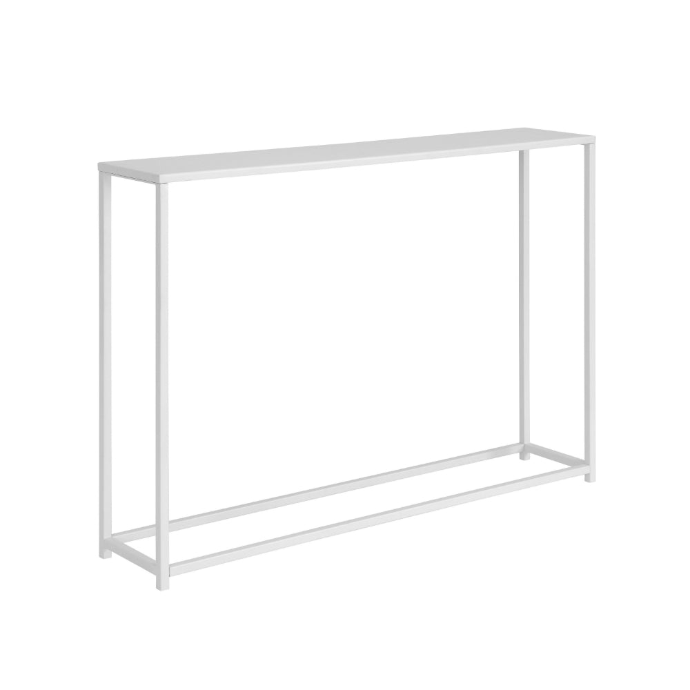 Eme 38 Inch Console Table, Rectangular Top, White Finish Metal Frame  By Casagear Home