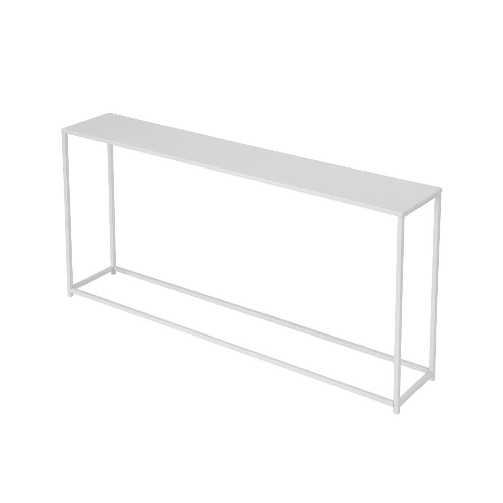 Eme 56 Inch Console Table, Rectangular Top, White Finish Metal Frame  By Casagear Home