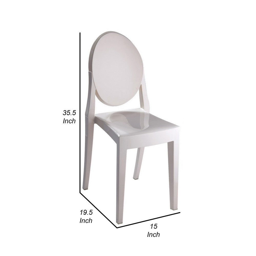 Temmy 20 Inch Dining Chair Set of 4 Indoor Outdoor Use White Finish By Casagear Home BM314933