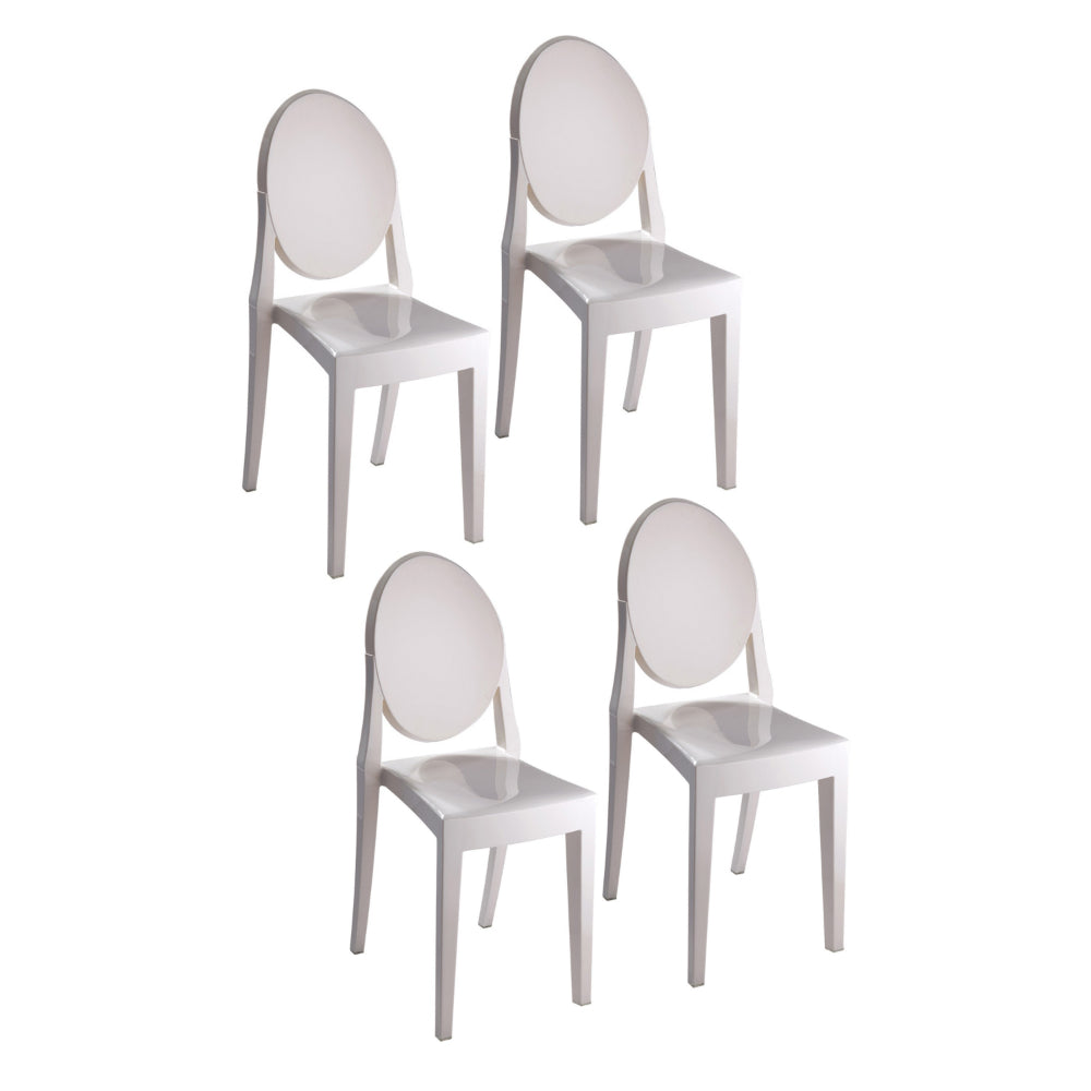 Temmy 20 Inch Dining Chair Set of 4, Indoor, Outdoor Use, White Finish By Casagear Home