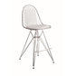 Dae 28 Inch Barstool Set of 2, White Faux Leather, Cage Wire Metal Frame By Casagear Home