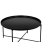 Ely 33 Inch Coffee Table Round Tray Top Cross Base Black Metal Finish By Casagear Home BM314935