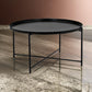 Ely 33 Inch Coffee Table, Round Tray Top, Cross Base, Black Metal Finish By Casagear Home