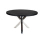 Emi 47 Inch Round Dining Table X- Cross Metal Base Black Wood Silver By Casagear Home BM314937