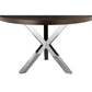 Emi 47 Inch Round Dining Table X- Cross Brushed Steel Dark Brown Wood By Casagear Home BM314938