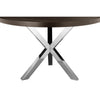 Emi 47 Inch Round Dining Table, X- Cross Brushed Steel, Dark Brown Wood By Casagear Home
