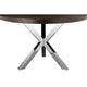 Emi 47 Inch Round Dining Table, X- Cross Brushed Steel, Dark Brown Wood By Casagear Home