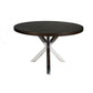 Emi 47 Inch Round Dining Table X- Cross Brushed Steel Dark Brown Wood By Casagear Home BM314938