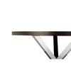 Emi 47 Inch Round Dining Table, X- Cross Brushed Steel, Dark Brown Wood By Casagear Home