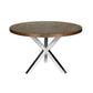 Emi 47 Inch Round Dining Table X- Cross Brushed Steel Walnut Brown Wood By Casagear Home BM314939