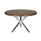 Emi 47 Inch Round Dining Table X- Cross Brushed Steel Walnut Brown Wood By Casagear Home BM314939