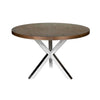 Emi 47 Inch Round Dining Table X- Cross Brushed Steel Walnut Brown Wood By Casagear Home BM314939