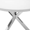 Emi 47 Inch Round Dining Table X- Cross Brushed Steel White Wood By Casagear Home BM314940