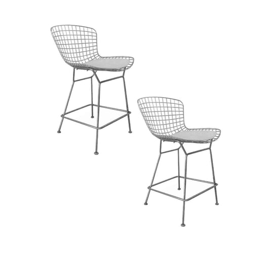 Hely 24 Inch Counter Stool Set of 2, Black White Faux Leather Seats By Casagear Home