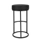 Tane 30 Inch Barstool, Round Black Faux Leather Padded Seat, Black Metal By Casagear Home