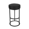 Tane 30 Inch Barstool, Round Black Faux Leather Padded Seat, Black Metal By Casagear Home