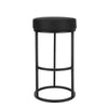 Tane 30 Inch Barstool, Round Black Faux Leather Padded Seat, Black Metal By Casagear Home