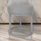 Tane 18 Inch Accent Stool Modern Round Padded Seat Gray Faux Leather By Casagear Home BM314950