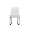 Ien 25 Inch Dining Chair Set of 2 Armless White Faux Leather Chrome By Casagear Home BM314955