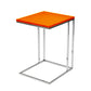 Zen 23 Inch Side End C Tray Table, Lacquer Orange Top, Chrome Metal Legs By Casagear Home