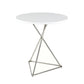 Oly 22 Inch Side End Table, Modern Round White Top, Crossed Base, Chrome By Casagear Home