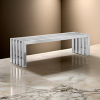 Namo 58 Inch Accent Bench, Sleek Modern Design, Rectangular, Chrome Metal By Casagear Home