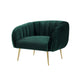Decy 34 Inch Accent Chair Channel Stitched Cushioned Green Velvet Gold By Casagear Home