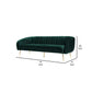 Decy 74 Inch Sofa Channel Stitched Cushioned Seat Green Velvet Gold By Casagear Home BM314970