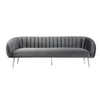 Decy 74 Inch Sofa Channel Stitched Cushioned Seat Gray Velvet Silver By Casagear Home BM314971