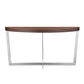 Tini 55 Inch Console Table, Oval Top, Chrome Frame, Walnut Brown Finish By Casagear Home